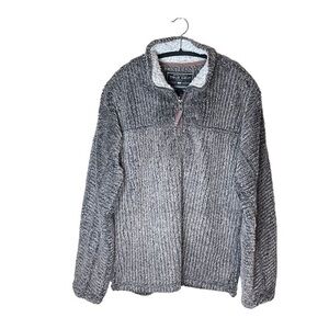 True Grit Grey Sherpa Pull Over‎ Quarter Zip Long Sleeve Size XS Super Soft